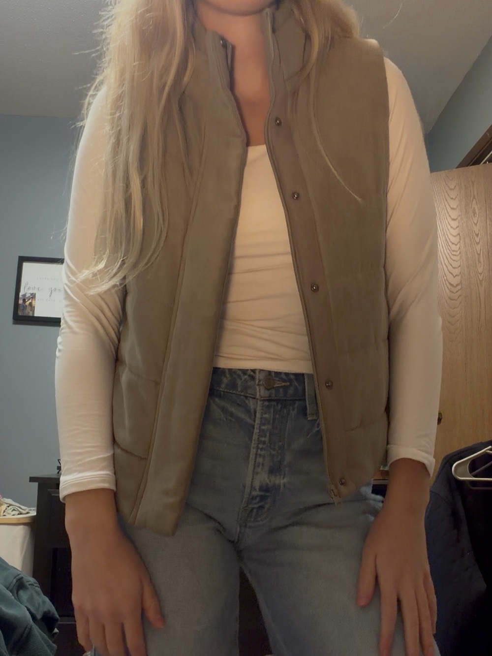 Sleeveless Quilted Vest - Taupe